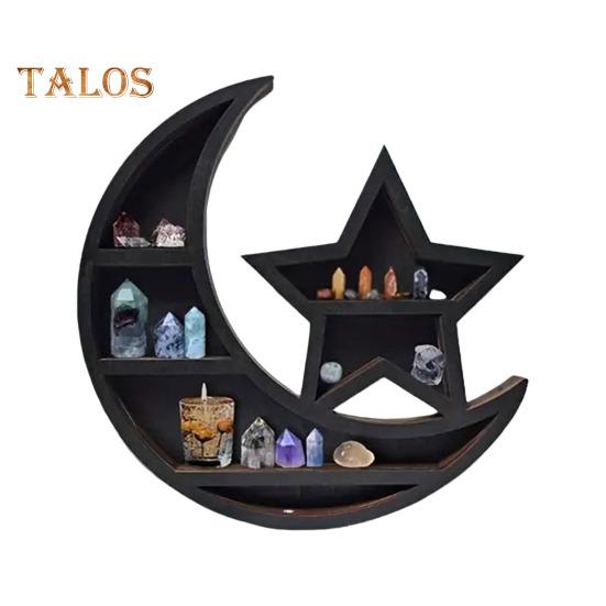 Деревянная полка для демонстрации луны, настенная полка для коллекционирования, настенная полка в виде полумесяца для кристаллов, драгоценных камней, свечей, предметов коллекционирования