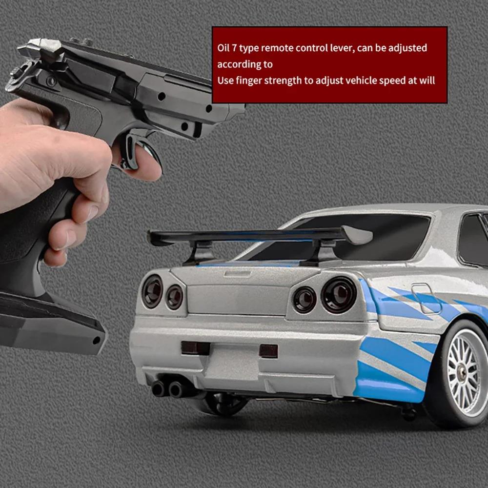 2024 New 2.4GHz 1/18 GTR R34 RC Metal High Speed Drift Car with Gyroscope Highway Alloy Racing Remote Control Racing Car Kids Toy Gift