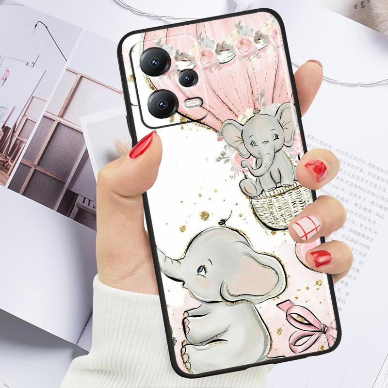 Милый мультяшный Дамбо для Xiaomi Redmi Note 13 12R 12 12S Turbo 11 11T 11S 10 10S Pro Plus 5G черный чехол для телефона TPU