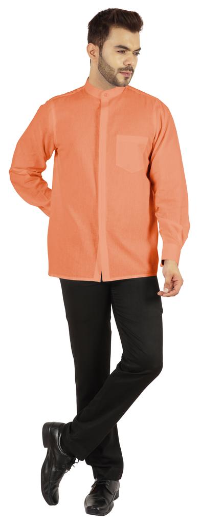 BestMan Мужская однотонная рубашка на пуговицах с китайским воротником и планкой спереди для формального случая