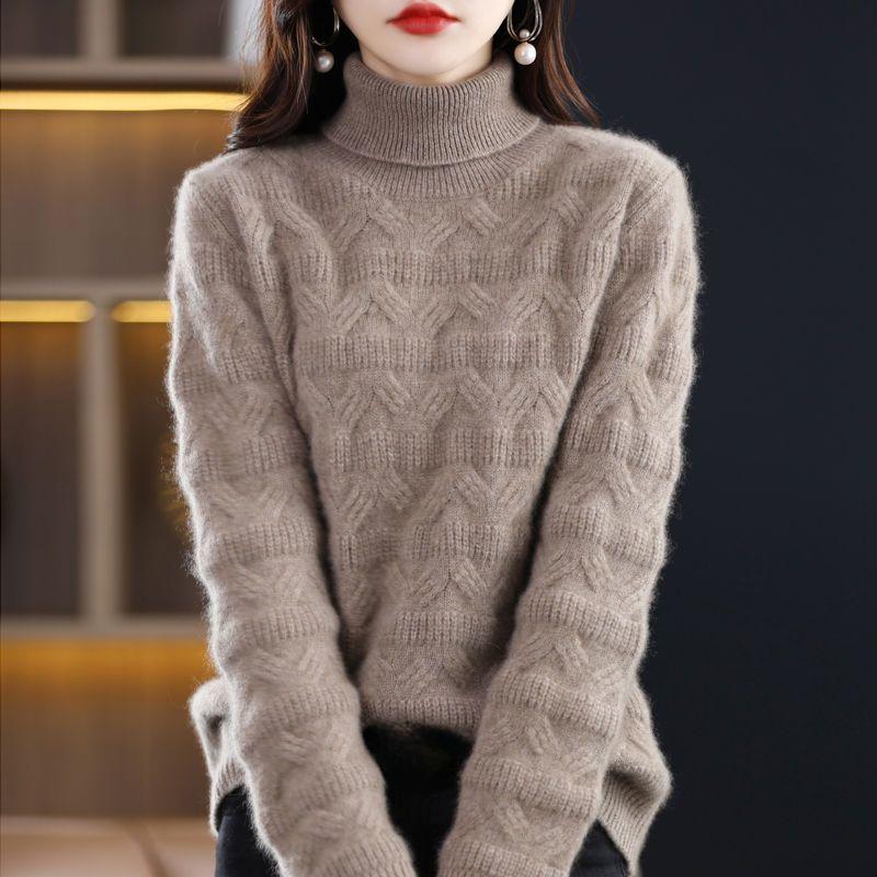 Осень и зима новый женский водолазка свободный и тонкий модный теплый пуловер свитер утолщенный с трикотажной низ рубашки