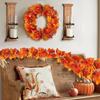 Fall Leaves Garland 4Pcs/set Faux Maple Leaves Rattan Thanksgiving Rattan Maple Leaves Garland Seasonal Harvest Decoration