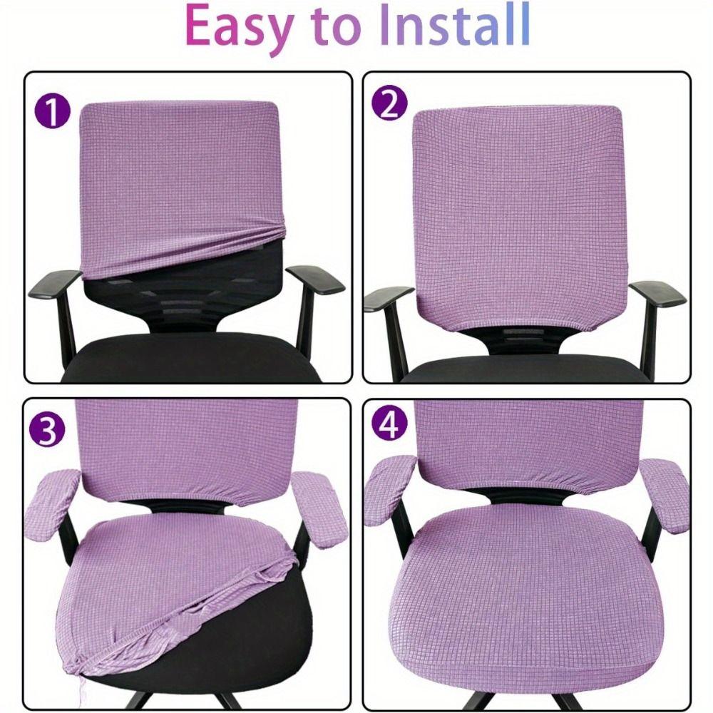 Polyester Office Chair Covers Solid Color Armchair Cover Computer Split Seat Cover Armchair