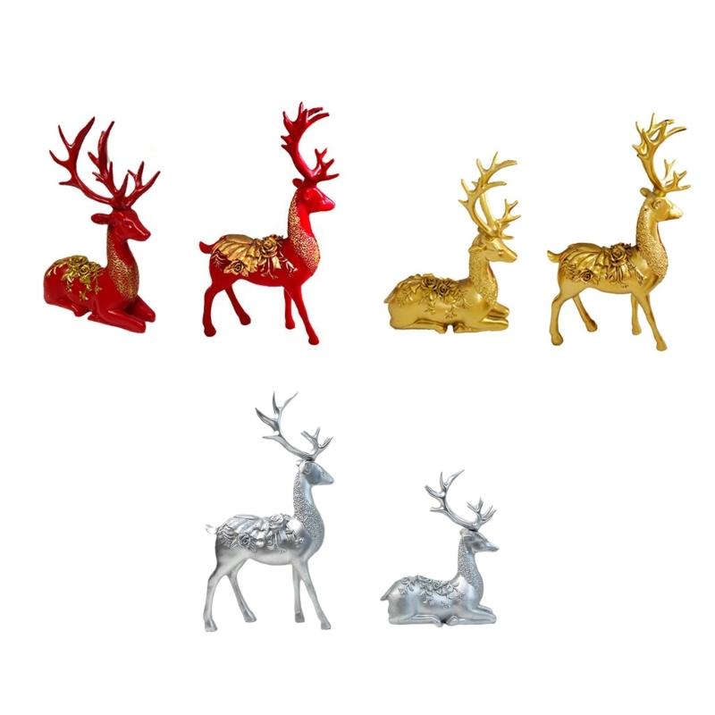 Creative Mooses Decorative Figurine Resins Art Elk Ornament Tabletop Deer Adornment for Home and Office