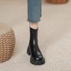 Кожаные короткие ботинки женские толстый каблук 2025 новые весенне-осенние эластичные тонкие ботинки одинарные ботинки толстая подошва британские ботинки Мартин