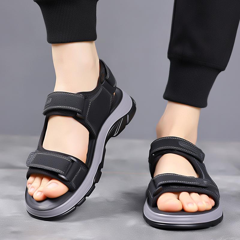 Fashion Genuine Leather Men's Sandals Fashion Summer Outdoor Hiking Trekking Shoes for Men Beach Slippers Breathable Casual Sneakers