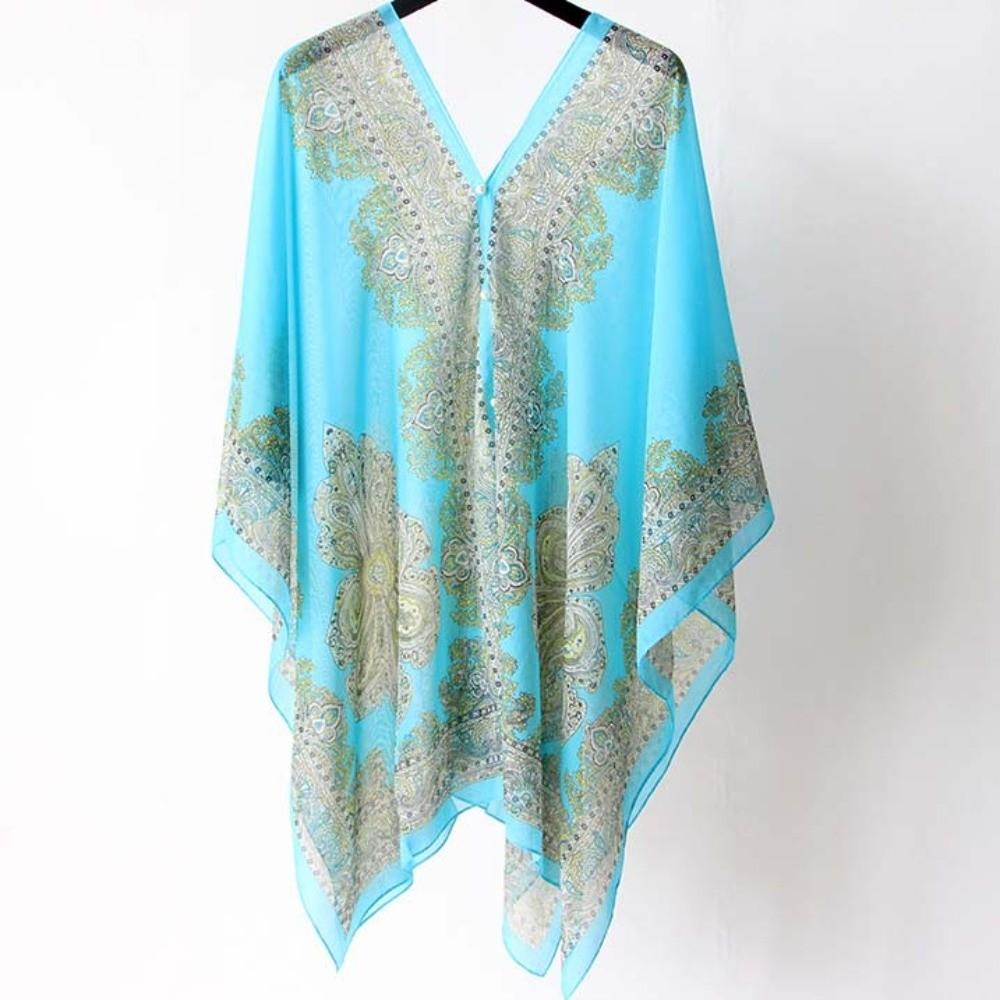 Long Sunscreen Thin Large Scarf Breathable Seaside Vacation Cloak Big Printed Flower Shawl Beach
