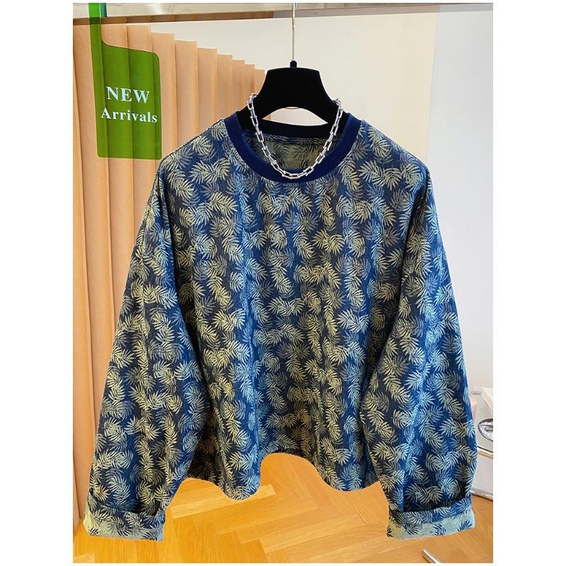 Модный Ретро Свитер Женский Осень 2025 Круглый Вырез Новый Длинный Рукав Принтованный Свободный Повседневный Пуловер Топ