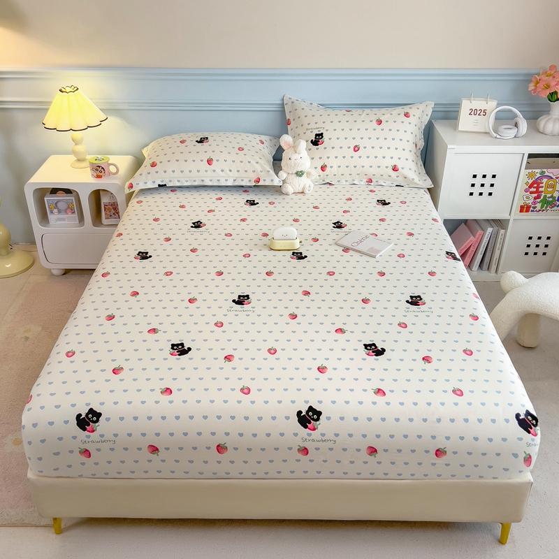 Pure Cotton Bedsheet Cartoon Style Fitted Sheet Queen/King Size Bed Cover Adults Kids Bed Linen Sabanas (Pillowcase Need Order)