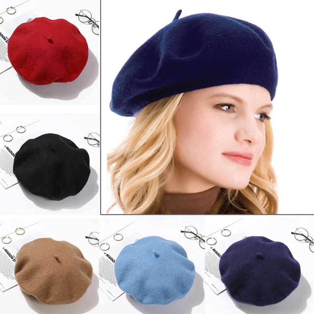 French Baggy Winter Warm Felt Berets Flat Cap Hat Wool Beret Cap Autumn Beret Hat
