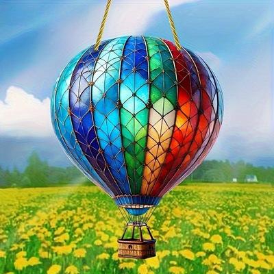 Ловец солнца на воздушном шаре 2D Акриловый Разноцветный Декор Украшение для окна в помещении Художественное украшение для дома Автомобильный интерьер, Украшение на четыре сезона