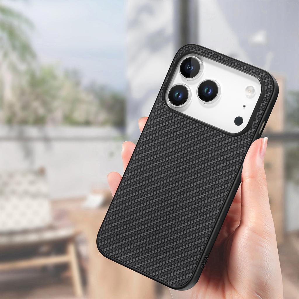 For iPhone 17 Pro Case Carbon Fiber Texture PU+PC+TPU Phone Back Cover