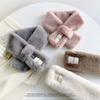 Winter Fashion Women'S Versatile Solid Color Imitation Otter Rabbit Hair Scarf Cross Plush Warm Scarf For Students
