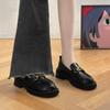 Fashion British Style Women's Breathable Loafers for Girls, Metal Buckle Versatile Soft Top Single Shoes, Small Leather Shoes for Women