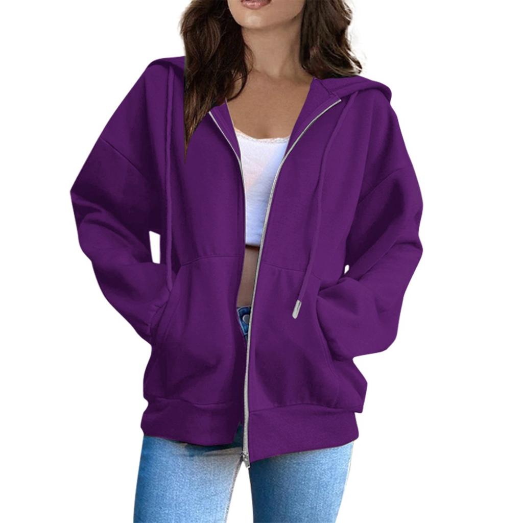 Women's Hooded Jacket, Regular Version Long Sleeved Jacket with Drawstring Cap, Casual Wear, Durable Fabric, High-quality Jacket, Office Wear