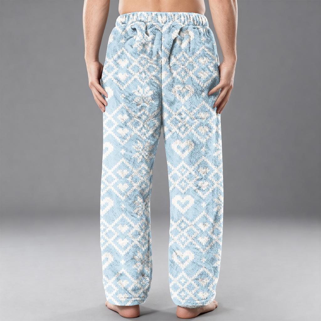 Мужские фланелевые повседневные брюки с карманом, Повседневные брюки с принтованным карманом, Домашние брюки для сна