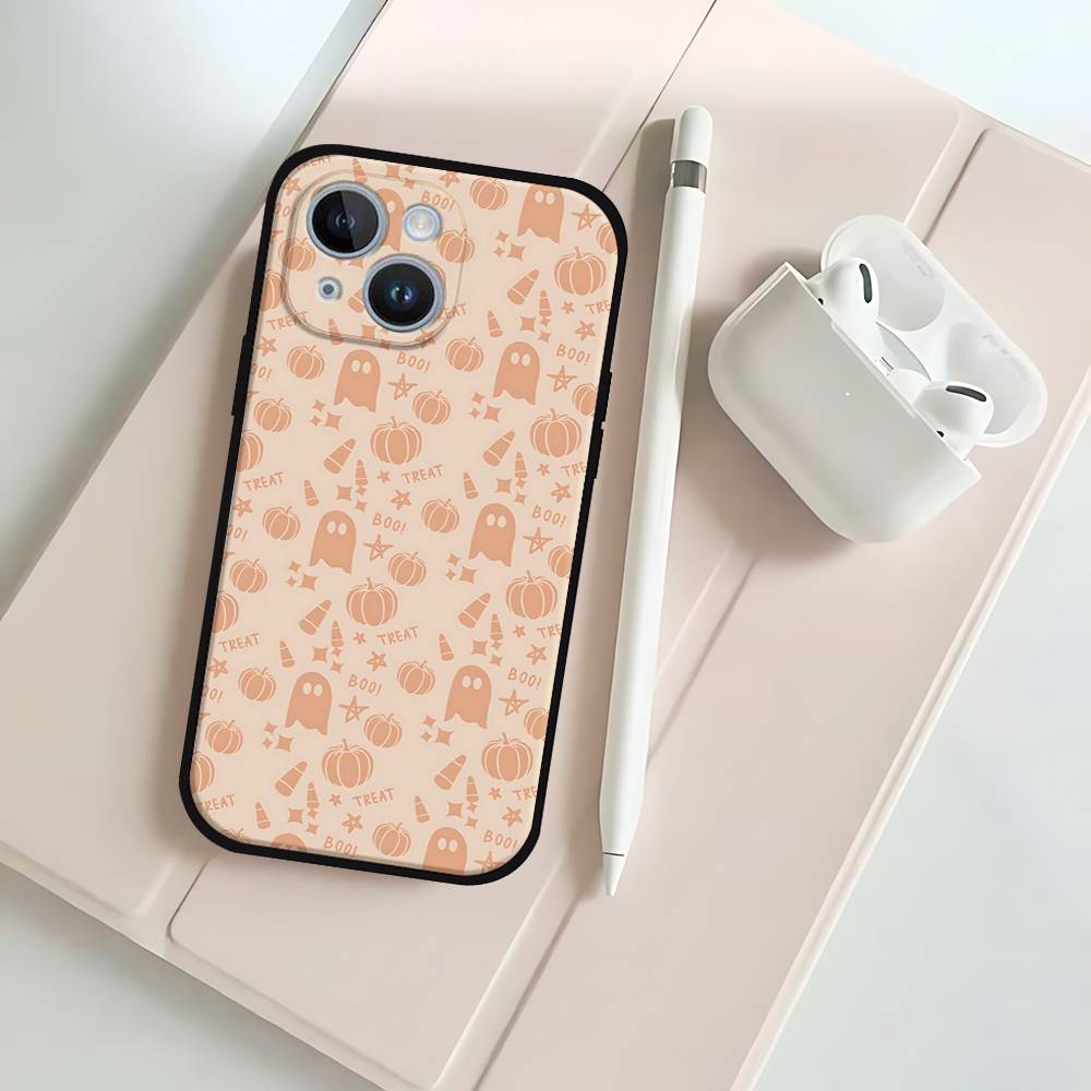 Черный чехол для телефона на Хэллоуин, подходящий для iPhone 17, 16, 15, 11, 13, 14 Pro Max, Plus, X, Xr, Xs Max, 13 Mini