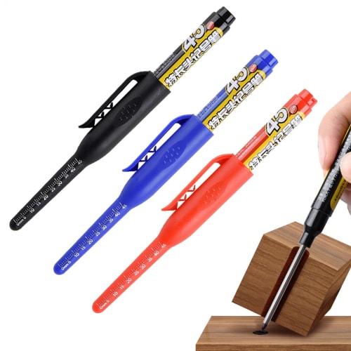 Carpenter's Marker Pens, Construction Marker Pens, 3 Colors, Heavy-Duty Architectural Pencils, Set of 3, for Carpentry, Architecture, Construction, Ma