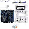 Cityork New 1.2V AA Rechargeable Battery 3000mAh + AAA Battery Rechargeable 1100mAh Aa Aaa NIMH and LCD Quick 1.2VAA/AAA Charger