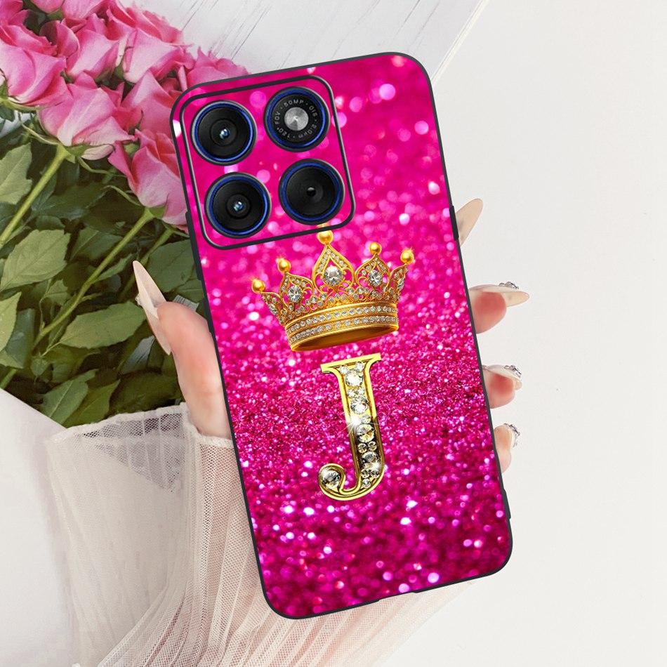 Для Motorola Edge 70 Модный чехол для телефона с буквой-короной Для Motorola Moto X70 Air Edge70 5G XT2601-2 Черный силиконовый мягкий чехол