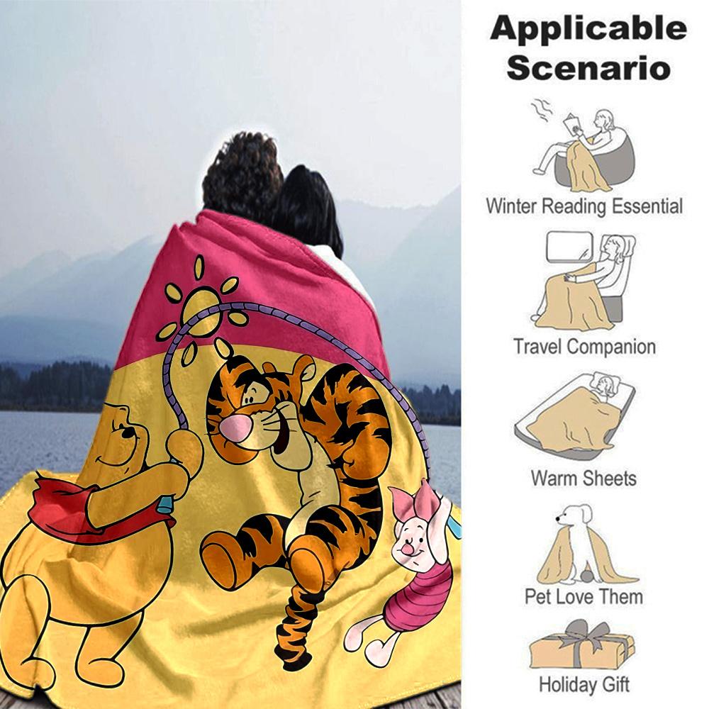 Piglet'S Adventure Friends Flannel Blanket Super Soft Warm Cozy Blanket For Sofa Bed Office Travel Allseason Home Decor Gift