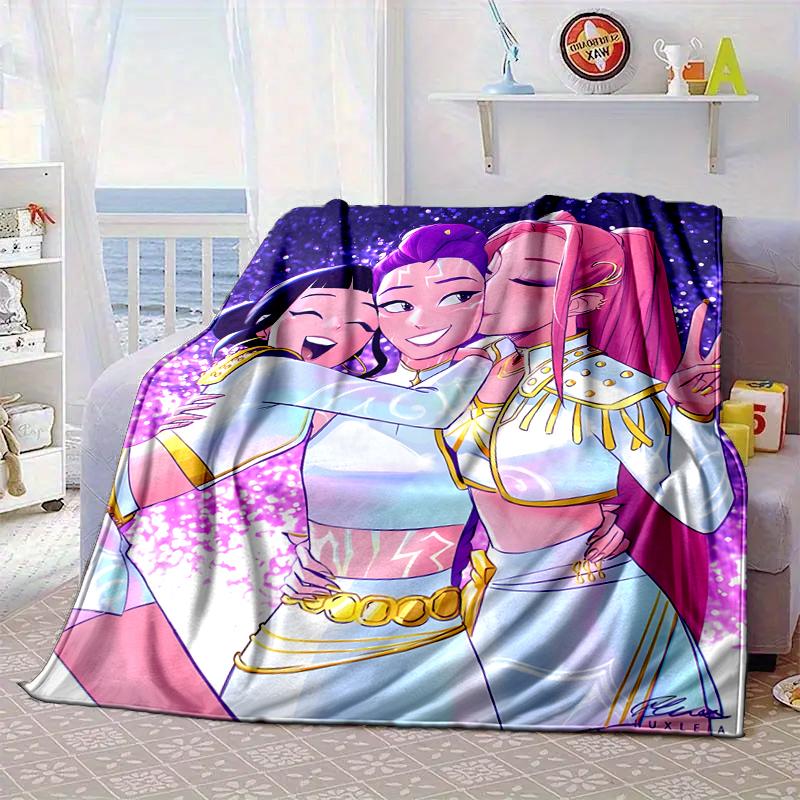 Kpop cartoon Blanket Flannel Blanket for bed, sofa, Camping, Hiking, Picnic Essentials, gift for family Fan gifts