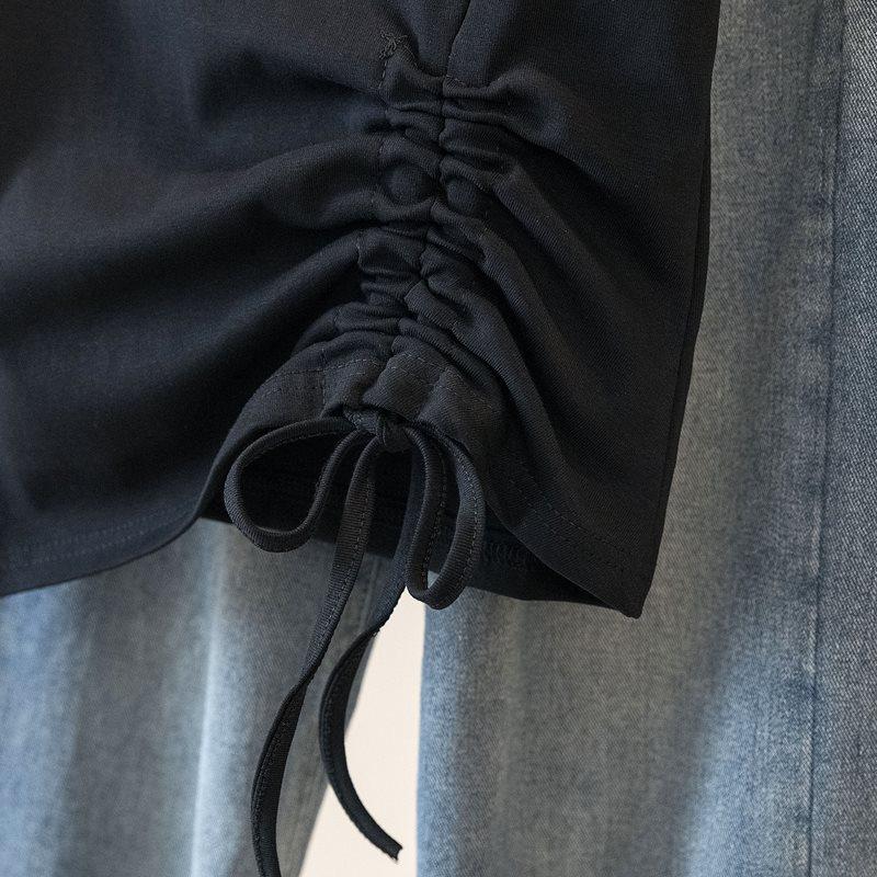 Women's Slimming Irregular Short Sleeve Drawstring T-shirt, Plus Size 2025 Summer Top