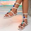 Fashion Liyke Bohemian Style Casual Gladiator Sandals Women Summer Fashion Colour Gem Strap Open Toe Flat Shoes Roma Sandalias De Mujer