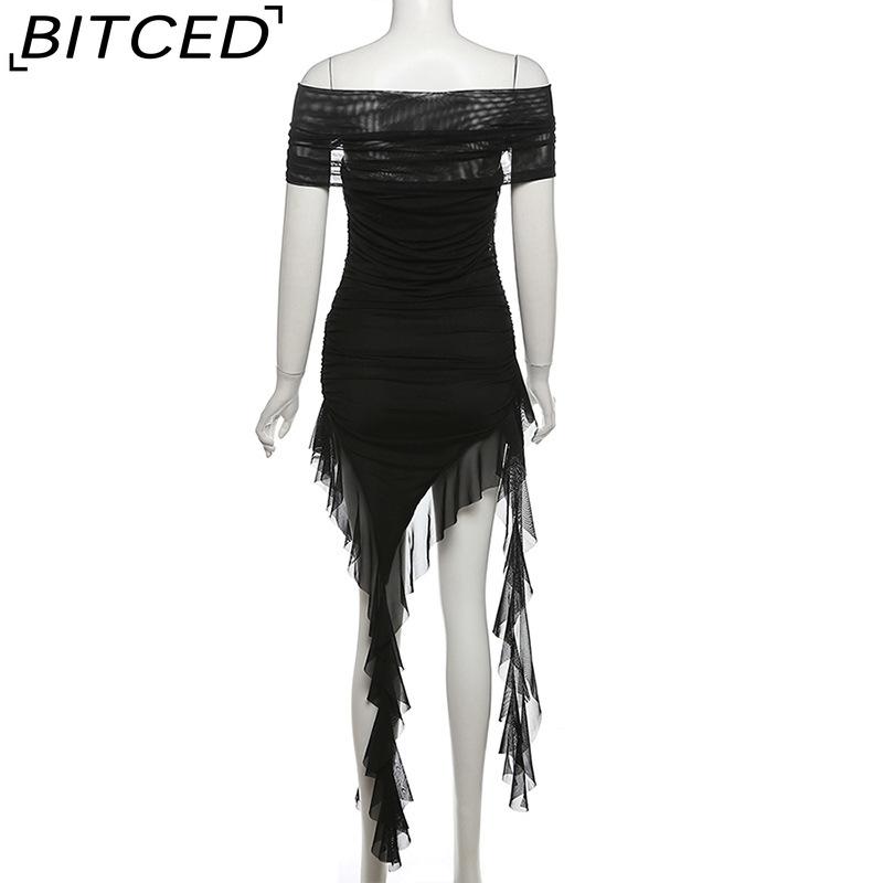 BITCED Весеннее женское однотонное облегающее платье-бюстье с высокой талией, модное, с открытыми плечами