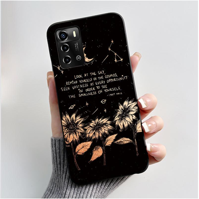 Casing For ZTE Blade A72 4G V40 Vita Phone Case Shell Aesthetic Cute Cat Astronaut Fashion Matte Black Protective Soft TPU Cover