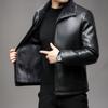 Кожаная куртка Зимняя кожаная куртка Деловая теплая с воротником-лацканами Меховая интегрированная флисовая утолщенная кожаная куртка