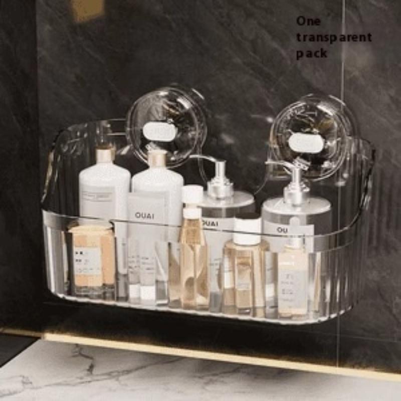 Стеллаж для хранения на присосках, прозрачный золотой, без перфорации, полка-сушилка для ванной комнаты, настенный органайзер