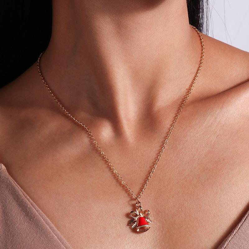 European & American Christmas Necklace Set: Reindeer, Cane, Santa Claus & Tree Pendants