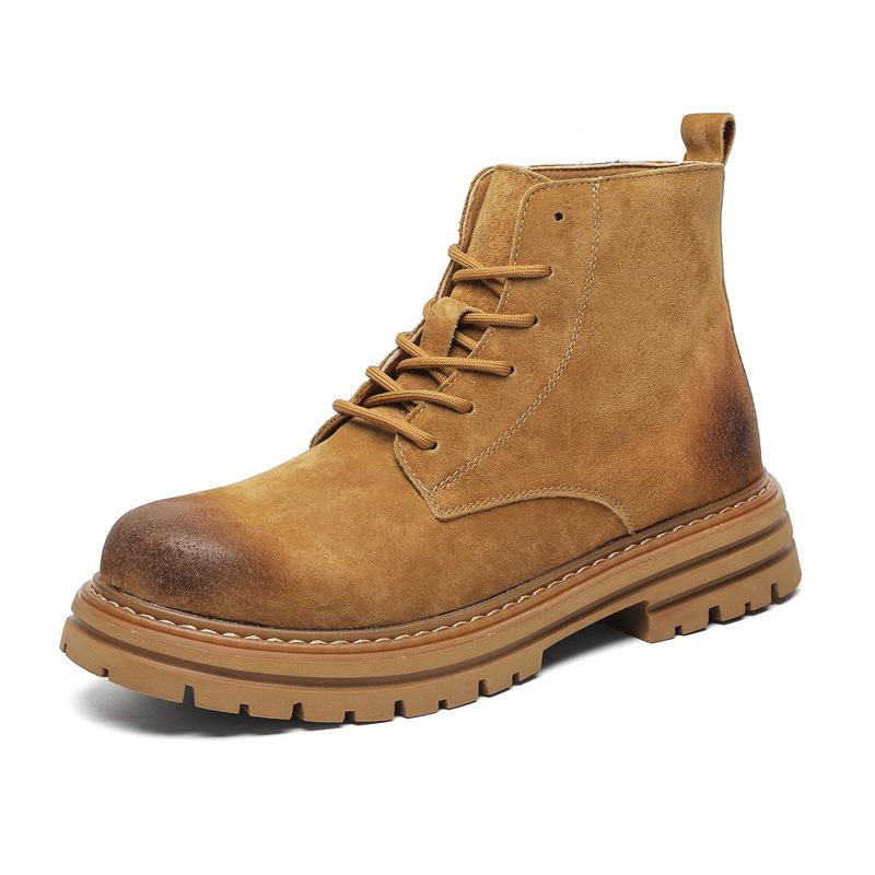 Мужские зимние бархатные ботинки Мартина на высокой платформе, в британском ретро-стиле, большие желтые ботинки, повседневные универсальные рабочие ботинки 6220-J