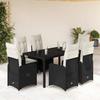 VidaXL Garden Bistro Set 7 Pcs Cushions Black Poly Rattan 3276992