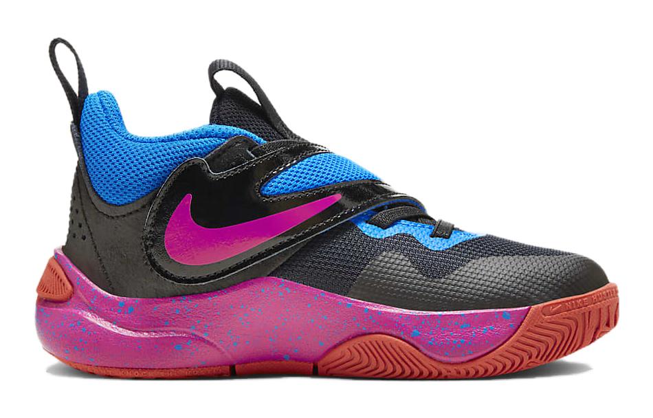 Nike Team Hustle D 11 Нескользящие Устойчивые к истиранию Низкие Детские Баскетбольные Кроссовки Сине-Черные Дети FD6727-001