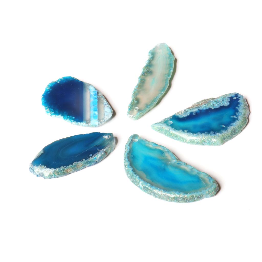 Agate Slices Irregular Agate Light Table Slices for DIY Jewelry Making Home Decoration Blue 1.2‑2in