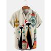 Abstract Cat Print Men's Short Sleeve Shirt Hawaiian Men's Fashion Lapel Top Plus Size Casual Men's Shirt