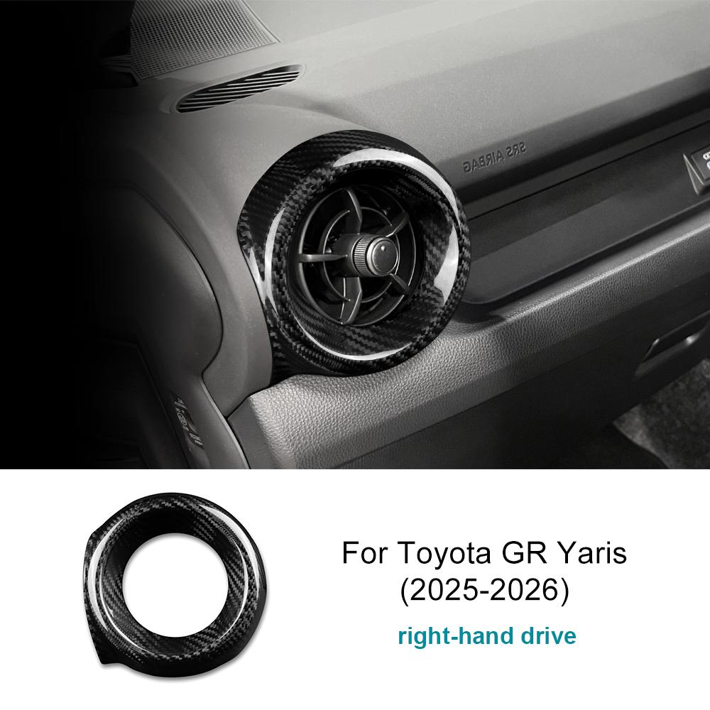 Real Dry Hard Carbon Fiber Side Air Outlet Trim Sticker for Toyota GR Yaris 2025-2026 LHD Driver Passenger Interior Accessories