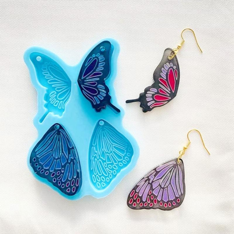 Бабочки, смола, форма для сережек, форма для литья ювелирных изделий, силиконовая форма для подвески, ремесленные формы, принадлежности для рукоделия для женщин