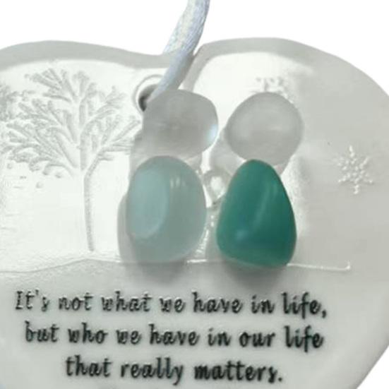 Heart-Shaped Sea Glass Friendship Decor Handmade Ceramics Heart Ornament for Christmas Tree Hanging Decor Sea Glass Art Friendship Keepsake