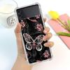 Beauty Pink Butterfly Luxury Case For Samsung Galaxy Z Flip 3 4 5g Funda Z Flip3 Clear Pc Hard Shockproof Back Phone Coque Shell