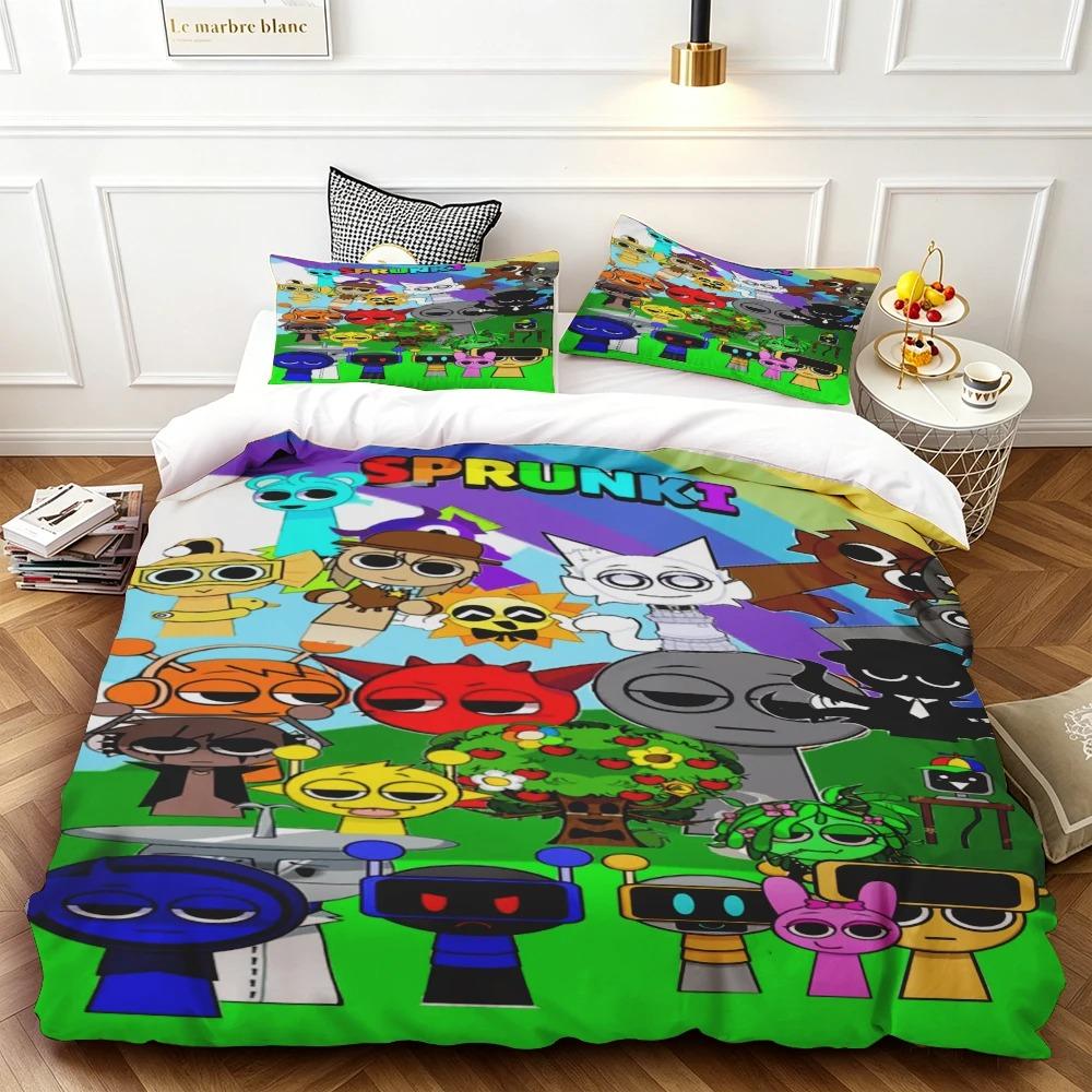 Hot Sprunki Bedding Set Incredibox 3D Printed Music Game Duvet Cover Set Soft Skin-Friendly Suitable Sprunki Kids Boys Gifts