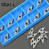 10pcs For Aluminum VCGT110308-AK H01 Silver Inserts Lathe Metalwork Tool Cutting
