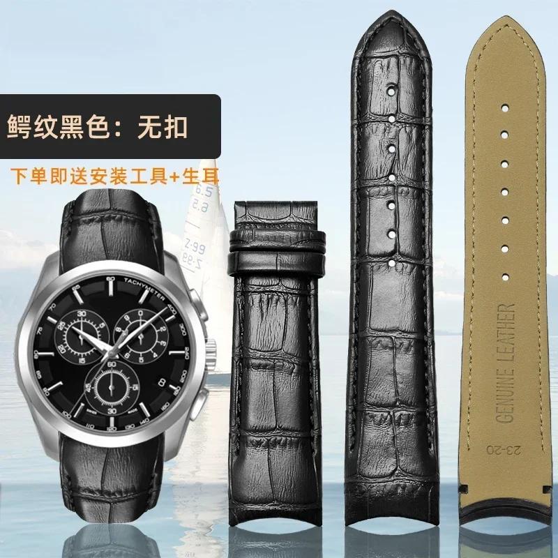 Изогнутый конец Натуральная кожа Ремешок для часов 22 мм 23 мм 24 мм для Tissot Couturier T035 Ремешок для часов Стальная пряжка Ремешок Браслет на запястье Коричневый
