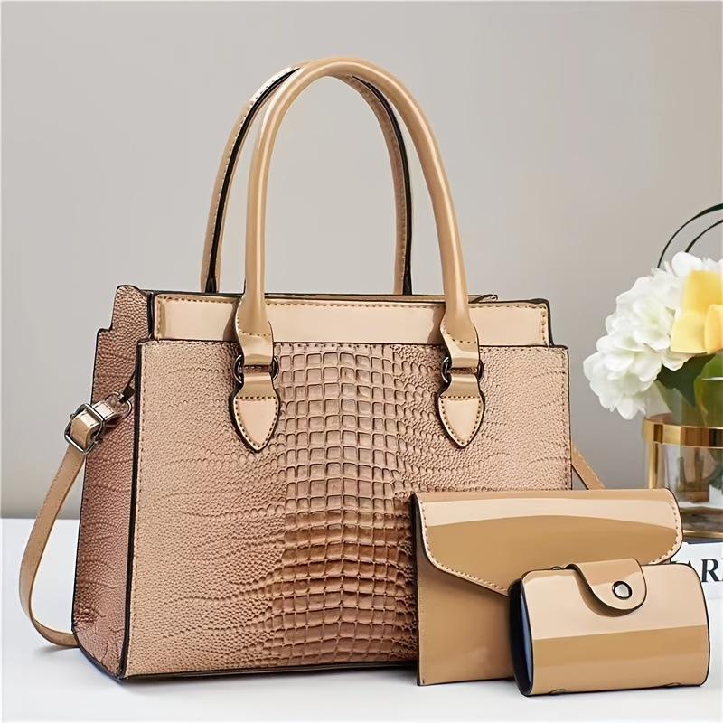 Handbag Bright Leather Alligator Pattern Mother Bag Texture Leather Women's Bag Trend
