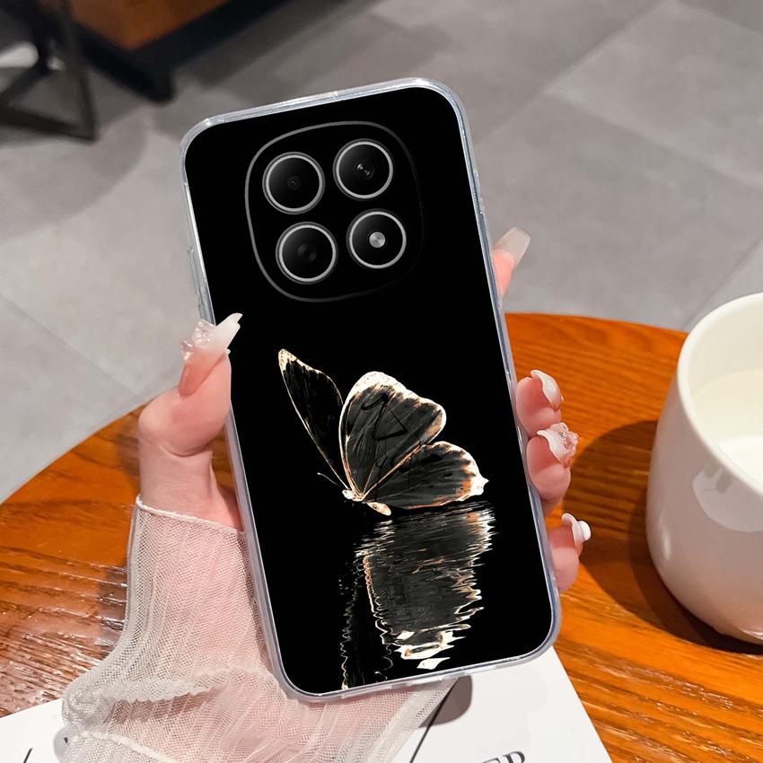 Подходит для Redmi Note 15 14 Pro 14S 15 15C A5 A1 Популярный Креативный Чехол для Телефона с Буквами и Узорами Прозрачный Силиконовый Нескользящий Чехол для Корпуса Redmi