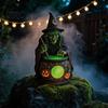Living Room Shelf Accents Halloween Witch Cauldron Lamp, Resin Statue Ornament, Spooky Decorative Ornaments Light for Desktop Table Decoration,