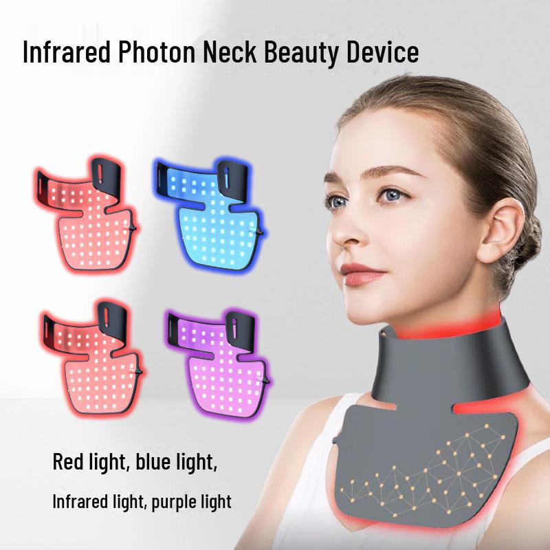 LED Neck Rejuvenation Device: Red & Blue Light Photon Therapy for Home Use