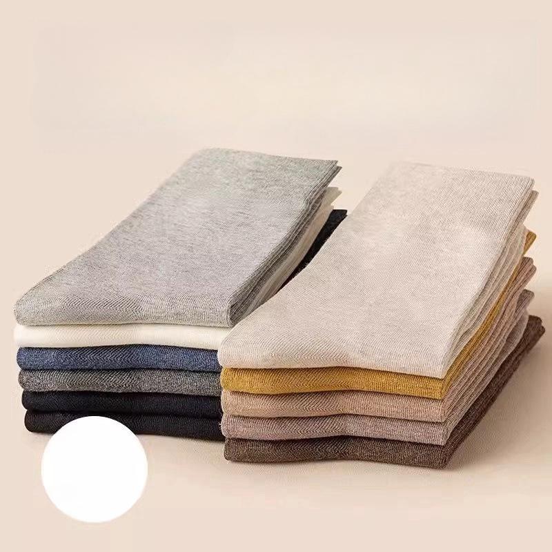 Универсальные однотонные носки средней длины, японские повседневные дышащие ворсовые носки, удобные